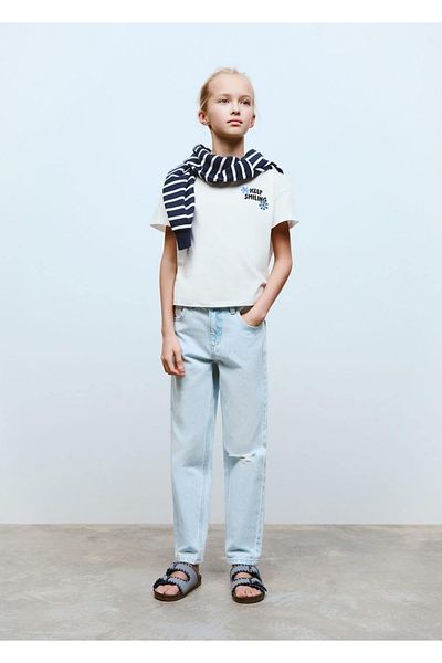 MANGO Kids Μήνυμα μπλουζάκι από βαμβακερό σχέδιο
