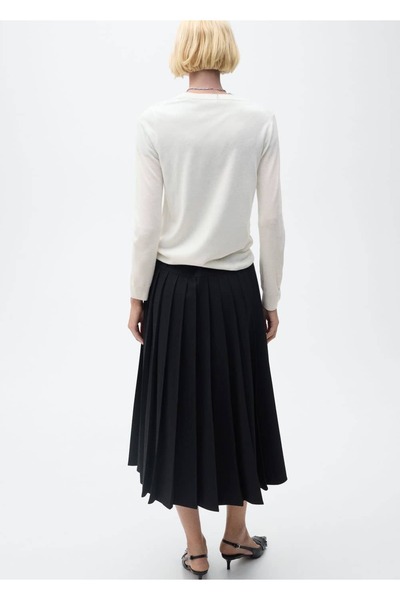 MANGO Woman Pamuklu keten yuvarlak yakalı triko kazak