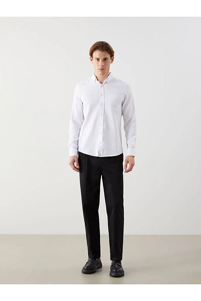 LC Waikiki Ανδρικό πουκάμισο LCWAIKIKI Classic White Regular Fit μακρυμάνικο Dobby