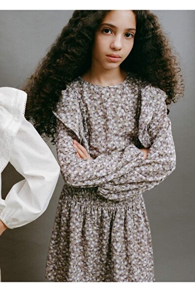 MANGO Kids Çiçekli volanlı elbise