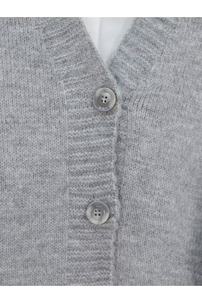 Modamorfo Gray Oversize Knitwear Cardigan - Buttoned