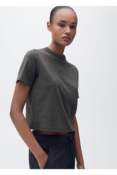 MANGO Woman Tricou cu mânecă scurtă din amestec de bumbac