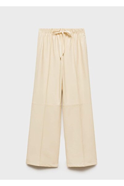 MANGO Woman Leather Look Wideleg Trousers