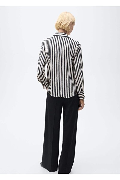 MANGO Woman Çizgili dökümlü gömlek