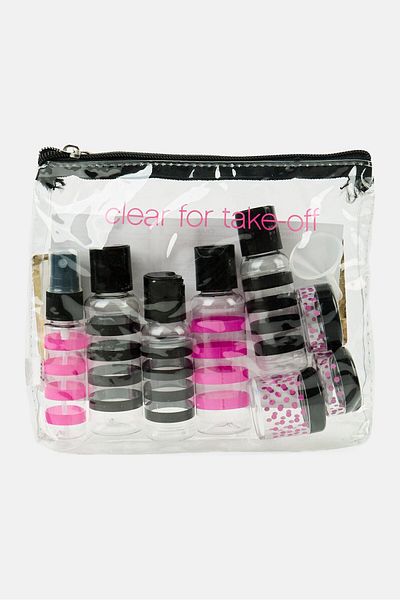 Miamica 12 Pieces Travel Bottle Set, Transparent Combo
