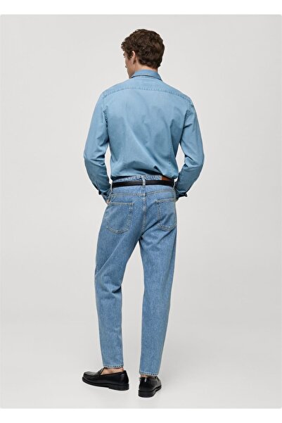 MANGO Man %100 Pamuklu Chambray Gömlek