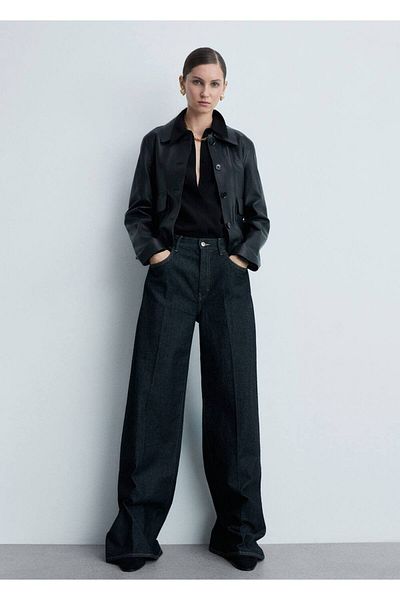MANGO Woman Μποτάκια με σουέτ μπλοκ με τακούνι