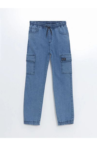 LC Waikiki LC WAİKİKİ LCW Pantaloni cargo pentru băieți cu talie elastică Indigo medii
