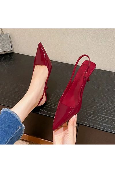 Phellos Nancy Imported Piele Lacuită Cu vârf ascuțit Bordeaux Toc Stiletto/Decolteu pătrat