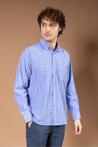 Mutlu City Чоловіча сорочка з довгими рукавами, класичний крій, картата, натуральна бавовна, 8170