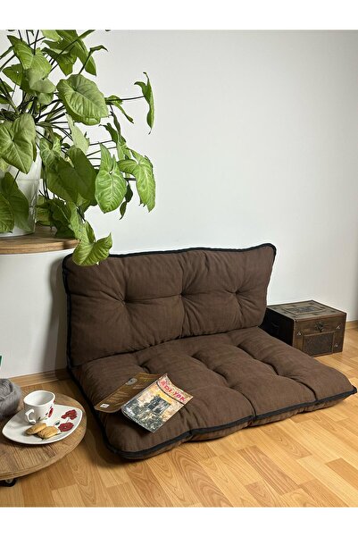 ELF CONSEPT Yer Minderi – Siyah Biyeli, Konforlu Ve Şık Tasarım Kahverengi Ba...