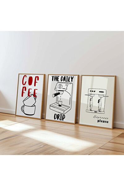 DES VU PRINT 3'lü Çerçevesiz Kahve Temalı Poster Seti