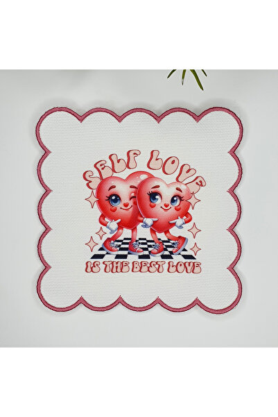 decofav Self Love Love Themed Embroidery Edge Fabric Cocktail Napkin 1 Piece
