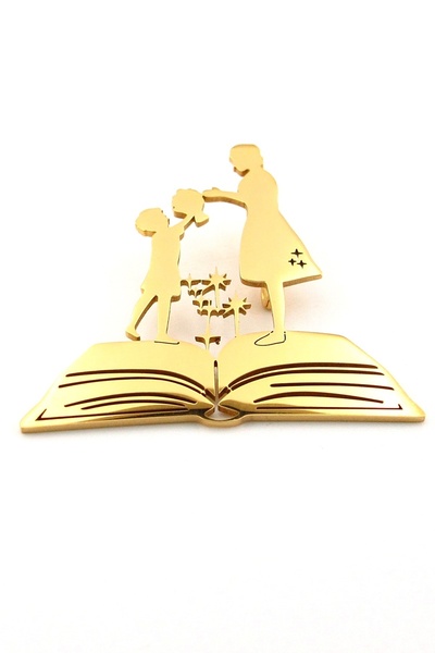 Solfera Öğrenci Kitap Okul Öğretmenler Günü Sarı Paslanmaz Çelik Rozet Broş R...