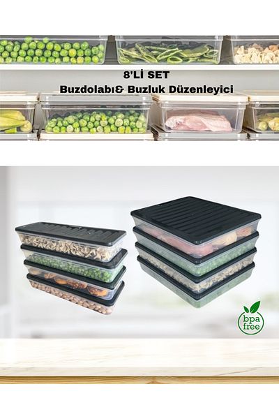 VZN Refrigerator Organizer Set - Compatible Storage Container and Freezer Organizer