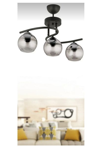 Semboldekor S Profile Black 3-Piece Chandelier (Smoked Glass)
