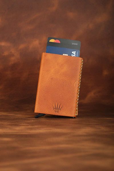 WATCHOFROYAL Cortex Slim Clot Yellow Genuine Leather Compartmented Sled Mechanical Card Holder