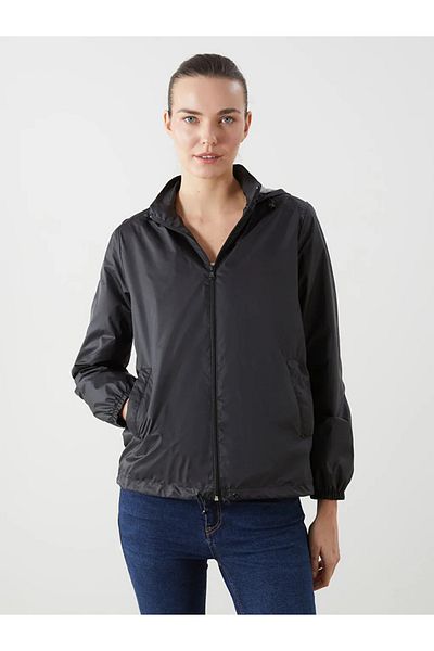 LC Waikiki Pelernă de ploaie pentru femei LCWAIKIKI Classic Black Hooded