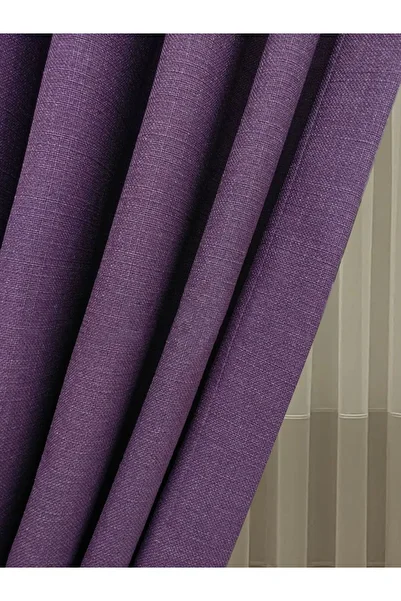 Madame Dower Eclipse Lilac Linen Background Curtain - 1X3 Close Pleat and Binding Girdle Gift