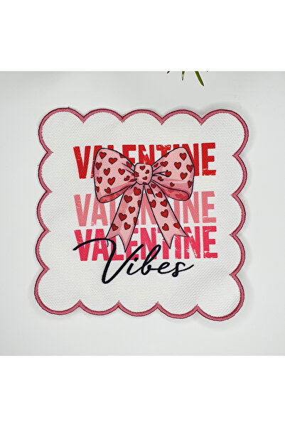 decofav Valentine Vibes Love Themed Embroidery Edge Fabric Cocktail Napkin 1 ...