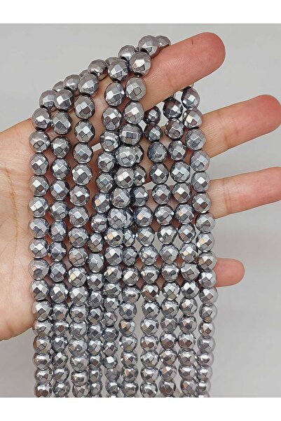 Yasamtohumu 8mm fasetirani kroj hematit kamen - niz (55694)