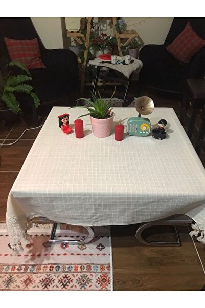 PERDELANCE Authentic Buldan Tablecloth Four Corner Hand Lace