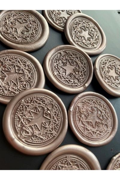 PRAG Mink Colored 10-Piece Candle Seal with Adhesive Astrological Symbol on the Back