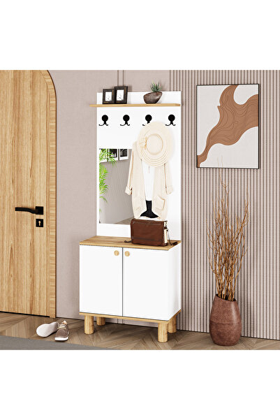 Kalender Dekor Ferda-1 Bohem Ayaklı Aynalı Portmanto Vestiyer Ayakkabılık