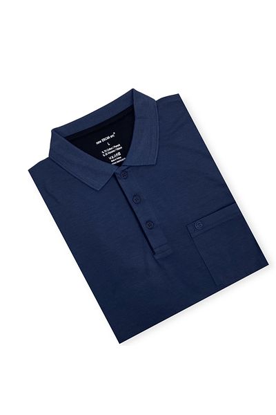 ercan triko Tricou pentru bărbați de mărime mare, cu gât polo, cu buzunar, culoare indigo