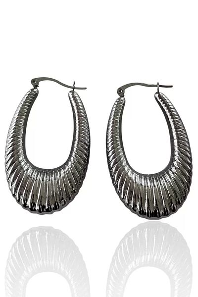 Vitastyle Silver Color Design Steel Earrings (Pair)