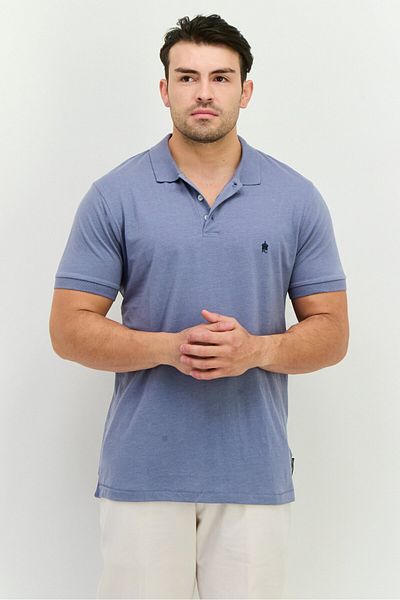 French Connection Men Regular Fit Brand Logo Short Sleeves Polo, Blue