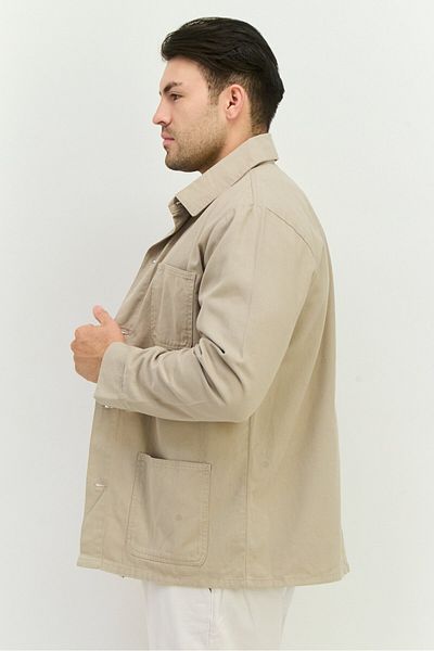 French Connection Men Solid Denim Jacket, Beige