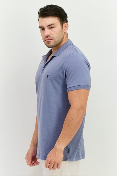 French Connection Men Regular Fit Brand Logo Short Sleeves Polo, Blue