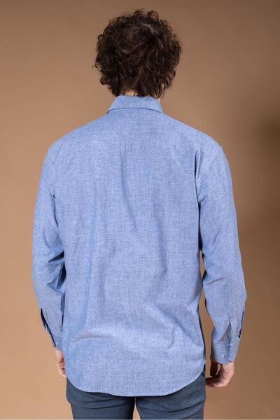 Mutlu City Чоловіча сорочка з довгими рукавами, класичний крій, прямий силует, з рукавами з манжетами, з натуральної бавовни, 8190