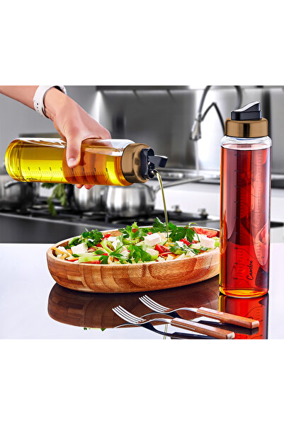 Comprox 1000 ml Sippy Glass Oil Bowl - 2 Pieces, Heat Resistant, Copper Teak Plug Cap