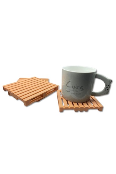 3D Brothers 4PCs Pallet Shaped Coasters - Insulated Cup Mat for Hot and Cold ...