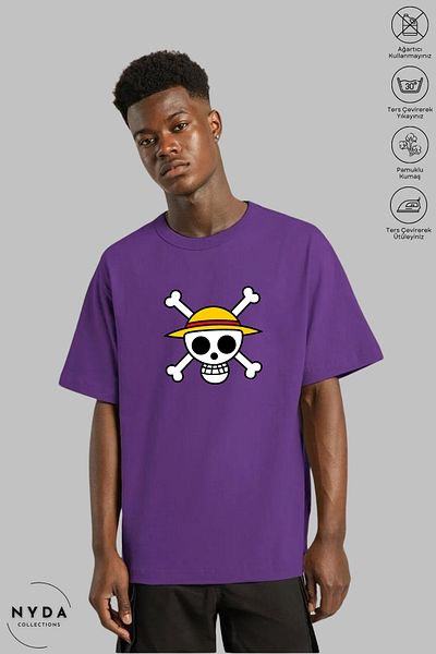 Nyda Collections Unisex Crew Neck One Piece εμπριμέ βαμβακερό μπλουζάκι με κοντό μανίκι