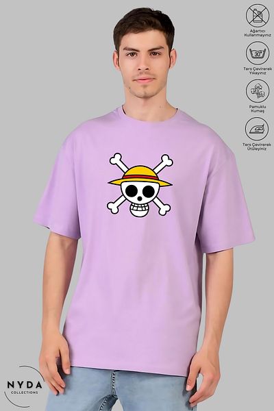 Nyda Collections Unisex Crew Neck One Piece εμπριμέ βαμβακερό μπλουζάκι με κοντό μανίκι