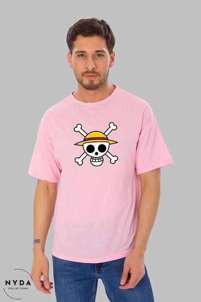 Nyda Collections Unisex Crew Neck One Piece εμπριμέ βαμβακερό μπλουζάκι με κοντό μανίκι