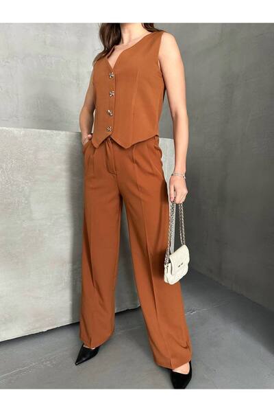 olalapasha طقم بنطلون سترة للموسم الجديد مكون من قطعتين/أزرار شريطية مبطنة من...