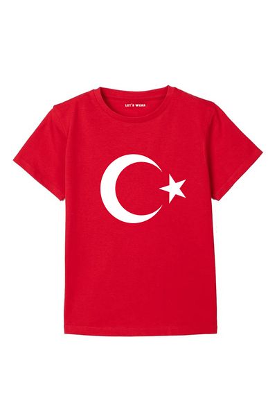 Let's Wear Унисекс детска тениска - Турско знаме, къс ръкав, кръгло деколте, 23 април 19 май 29 октомври 10 ноември