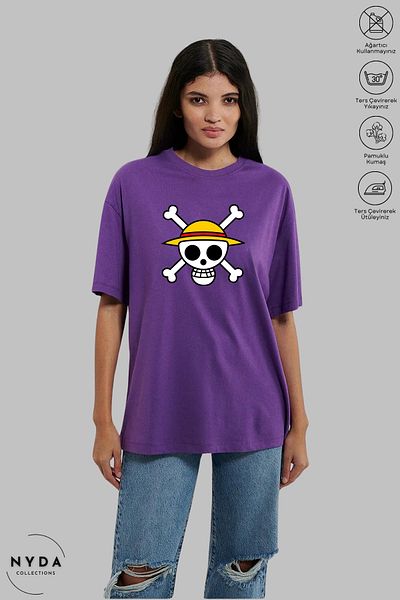 Nyda Collections Unisex Crew Neck One Piece εμπριμέ βαμβακερό μπλουζάκι με κοντό μανίκι