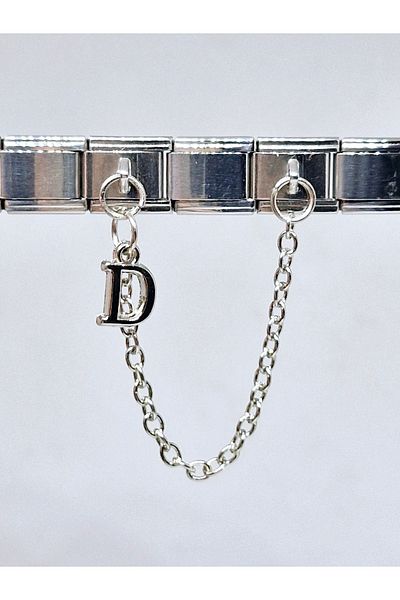 RoseCo00 Italian Bracelet Charm with Letter D Chain 1 Piece