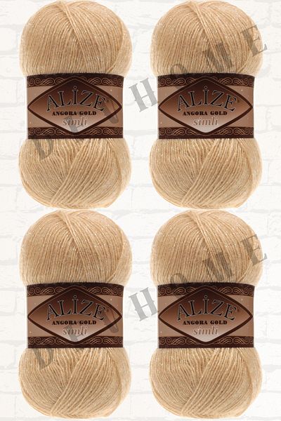 devhome Alize Angora Gold Glitter Hand Knitting Thread Yarn Wool Glitter Vest Thread 4 Pieces