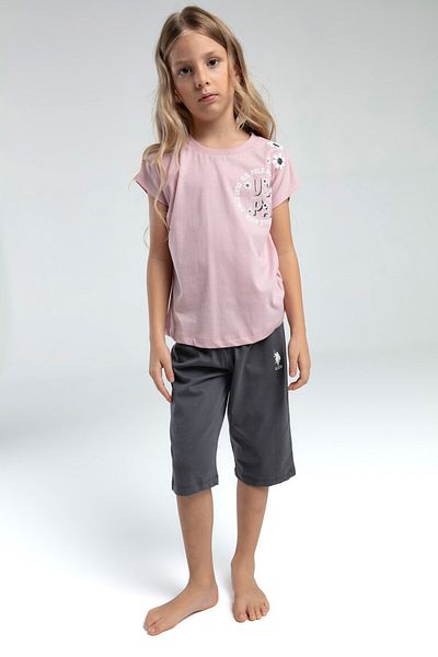 U.S. Polo Assn. U.S. Polo Assn. Girls' Shorts Set with Floral Detail Shoulder Print
