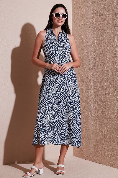 Lela Print Slim Fit Button-Down Midi Length Shirt Dress Dress 6772451