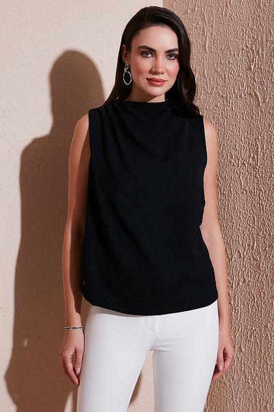 Lela Slim Fit Stand-up γιακάς Μπλούζα με κορδόνι ώμου 6527836