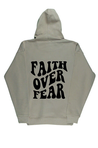 By Caspita Fashion Lenithra Faith Over Štampano Unisex Oversize kroj Bež Hoodie