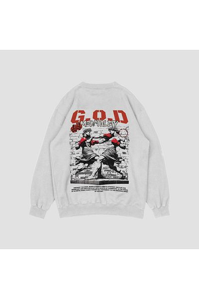 Vordevia G.O.D Mentality Printed Oversize 0 Collar Sweatshirt