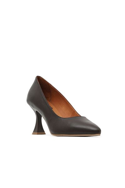 Bueno Shoes Кафяви кожени дамски обувки на висок ток 01wa1401